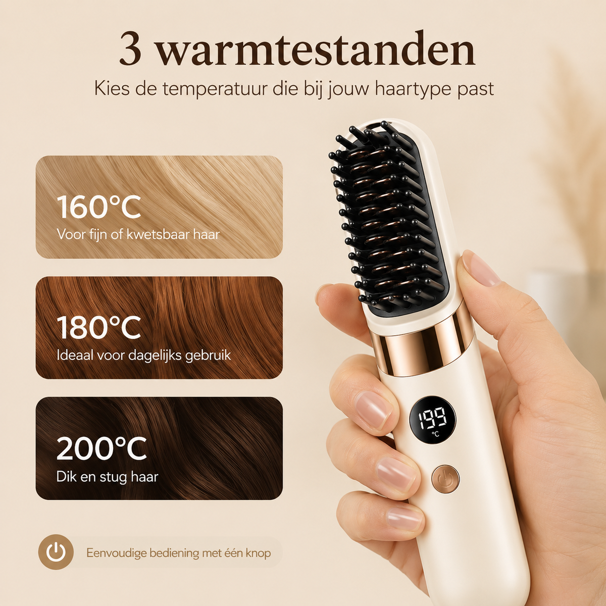 SHIZEN HairGlow – Draadloze Styling Brush