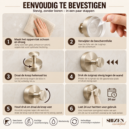 Shizen TwistLock - set van 4 krachtige vacuüm zuignaphaak