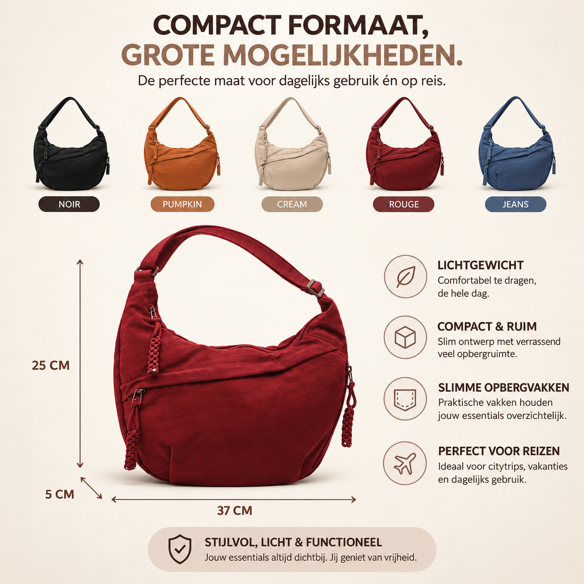 Shizen Olivia Bag | Stijlvolle schoudertas met verrassend veel ruimte
