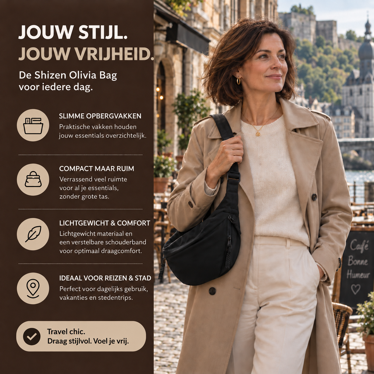 Shizen Olivia Bag | Stijlvolle schoudertas met verrassend veel ruimte